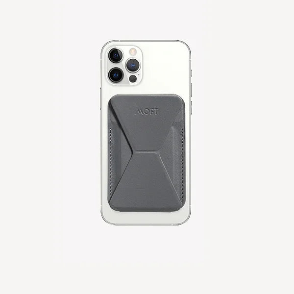 Moft Snap-On iPhone Stand & Wallet - Grey - Tashqila Moft Snap-On iPhone Stand & Wallet - Grey - Tashqila